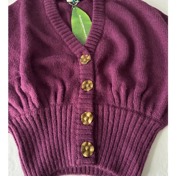 New FARM Rio Bubble Knit Cardigan in Burgundy Women Size S - Picture 4 of 10
